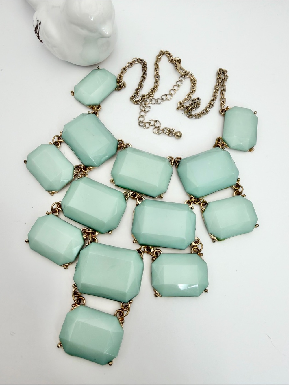 Statement Mint Green Bib Necklace - Unbranded